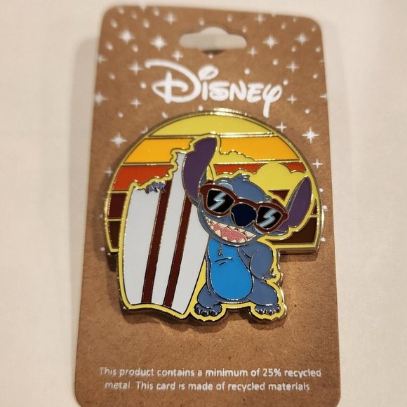 Disney Lilo and Stitch Surf Board Beach Sun Set Enamel Pin NEW - Picture 3 of 9